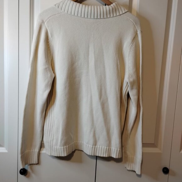 Eddie Bauer Women's Ivory Long Sleeve Side Rib Cardigan Sweater Size XL - Picture 2 of 8